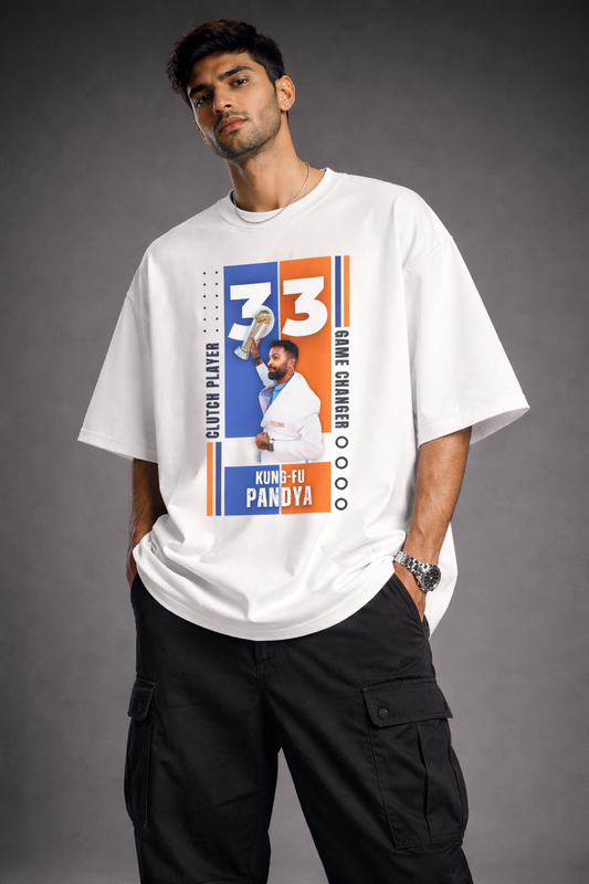 Game Changer Hardik Pandya 33 Oversized Graphic T-Shir