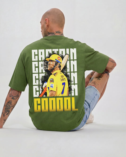 Captain Cool 07 Graphic Oversized T-Shirt – Olive Green Edition