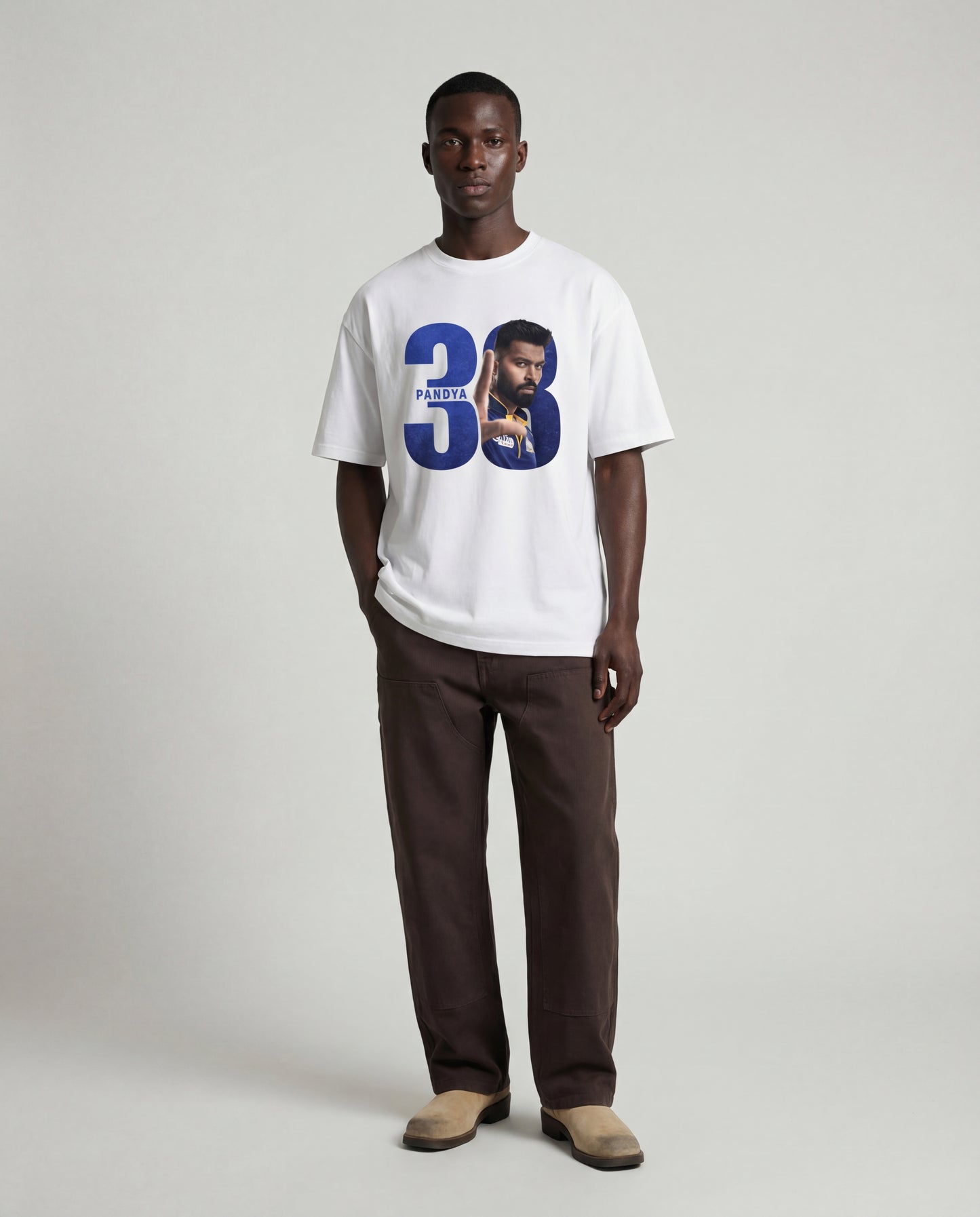 Hardik Pandya 33 Cricket Legend Graphic Oversized T-Shirt