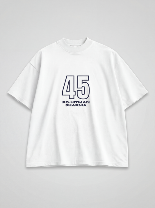 Rohit 45 Hitman Graphic Oversized White T-Shirt