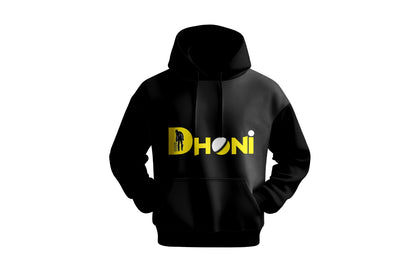 Unisex Black Dhoni Hoodie – Cricket Legend Inspired Graphic Pullover Sweatshirt