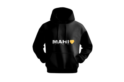 Unisex Mahi Graphic Hoodie – Black Pullover Sweatshirt with Heart Print, Casual Streetwear