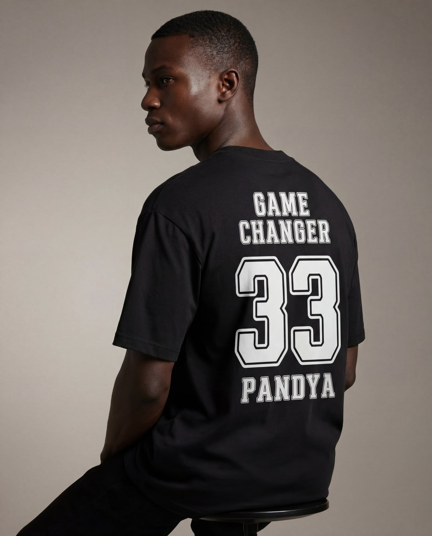 Oversized “Game Changer 33 Pandya” Graphic T-Shirt