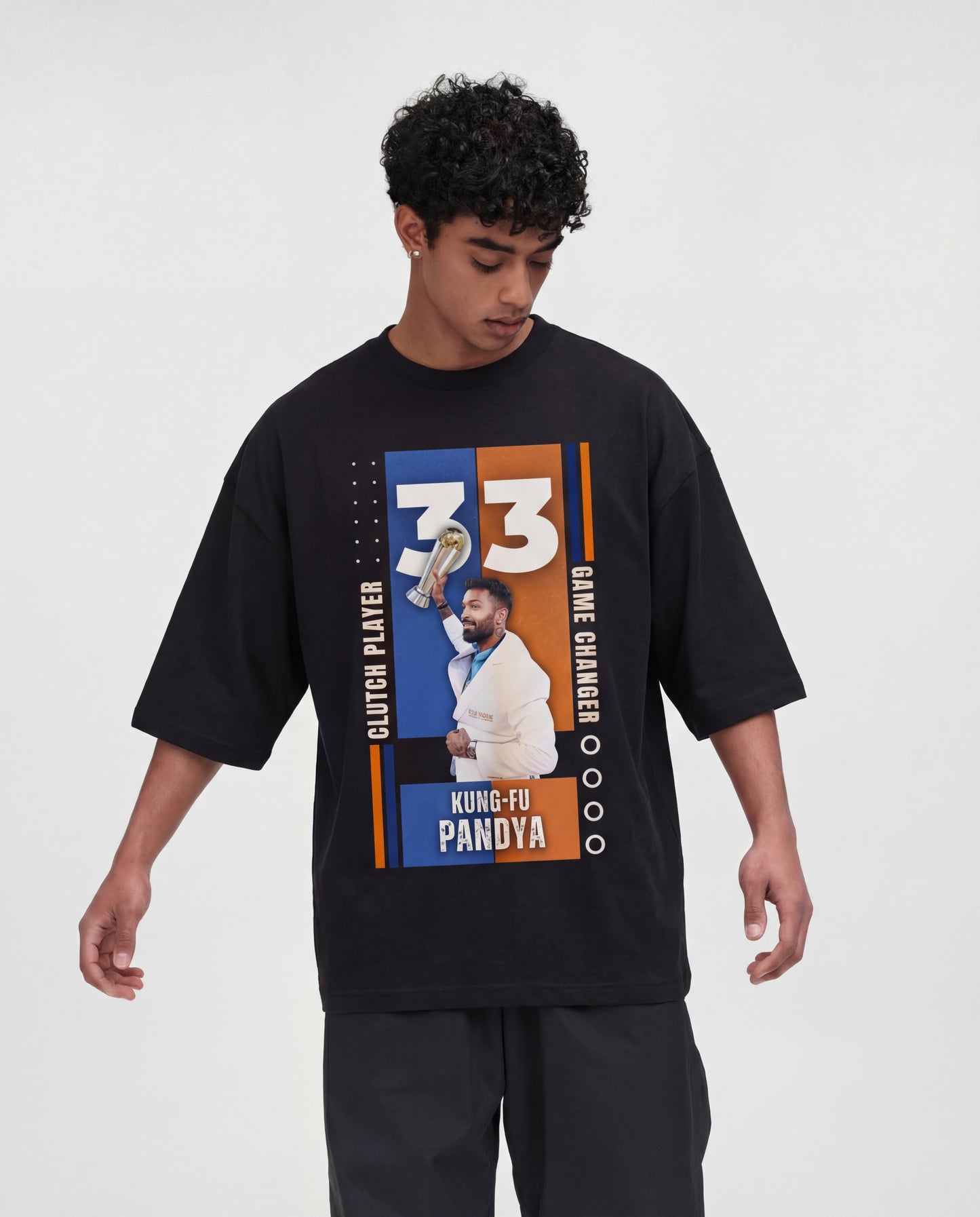 Game Changer Hardik Pandya 33 Oversized Graphic T-Shir