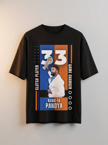 Game Changer Hardik Pandya 33 Oversized Graphic T-Shir