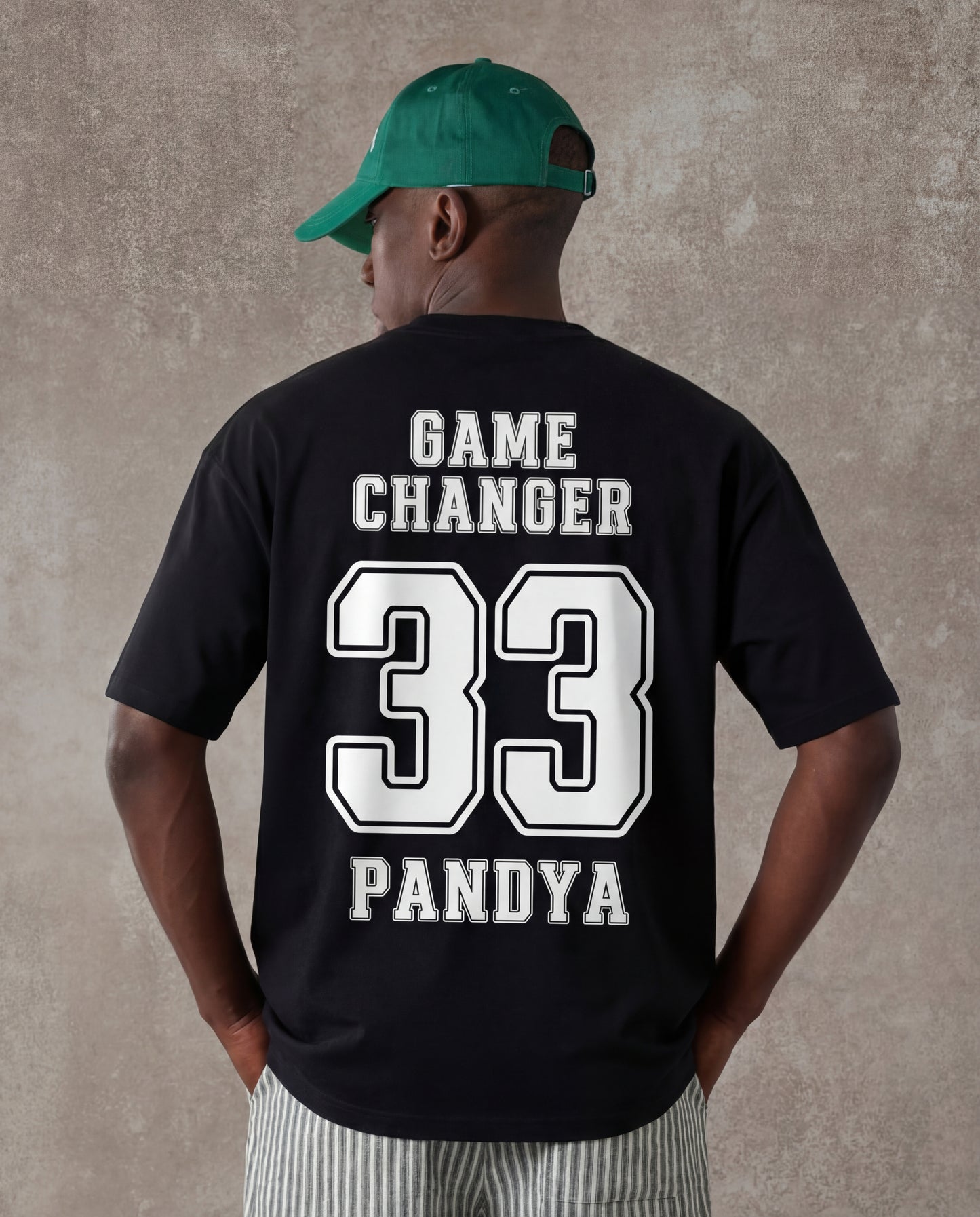 Oversized “Game Changer 33 Pandya” Graphic T-Shirt