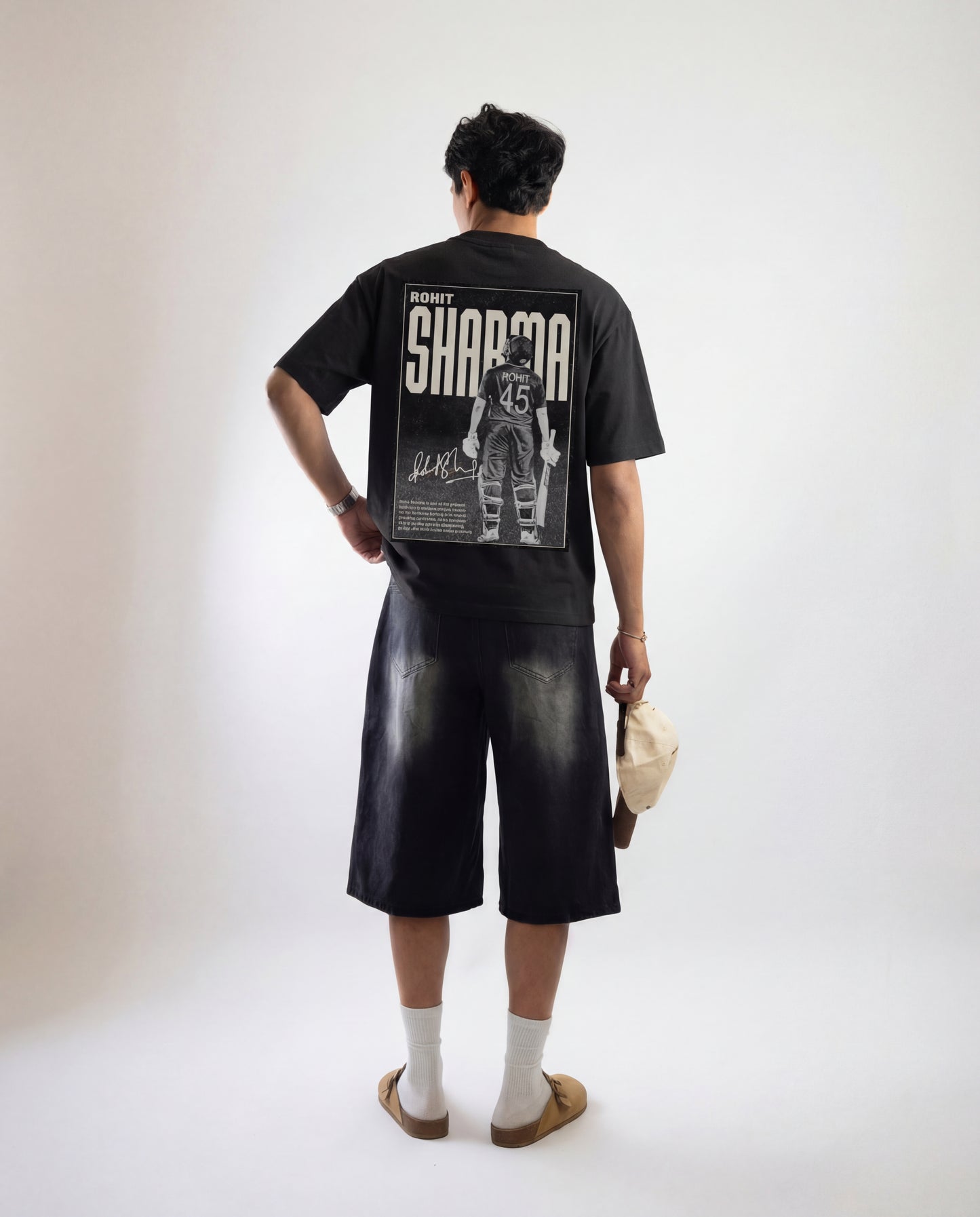 Rohit Sharma Oversized  T-Shirt – Signature Back Print Streetwear Tee