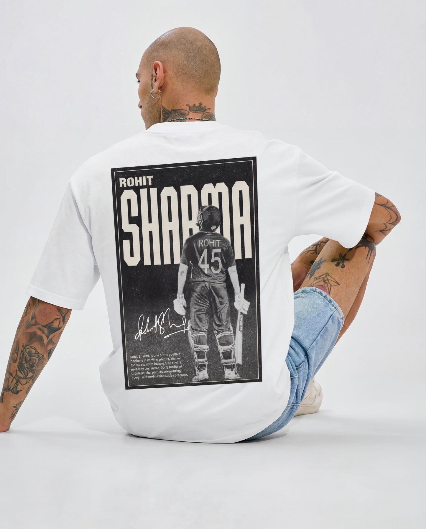 Rohit Sharma Oversized  T-Shirt – Signature Back Print Streetwear Tee
