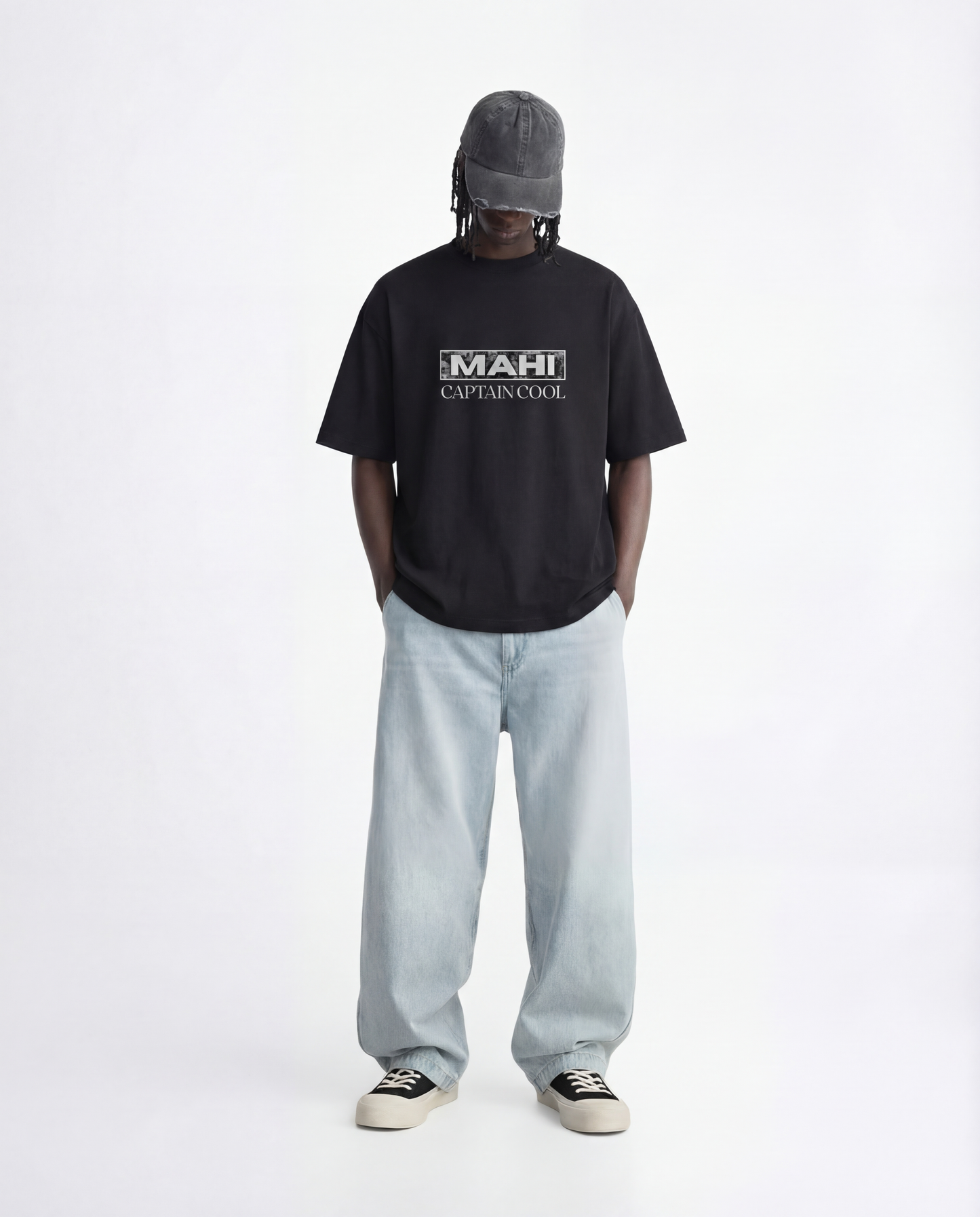 Mahi – Captain Cool Minimal Graphic Oversized T-Shirt