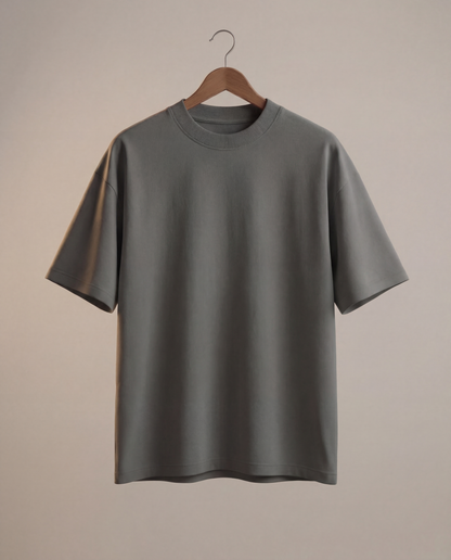 Plane Grey Oversized Cotton T-Shirt – Premium Heavyweight Everyday Essential