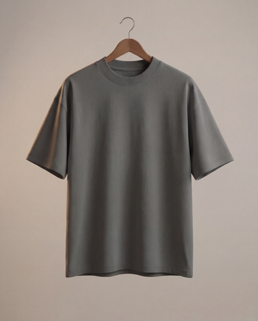 Plane Grey Oversized Cotton T-Shirt – Premium Heavyweight Everyday Essential