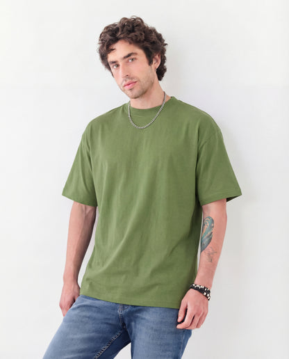 Plane Olive Green Oversized T-Shirt – Premium Cotton Heavyweight Essential