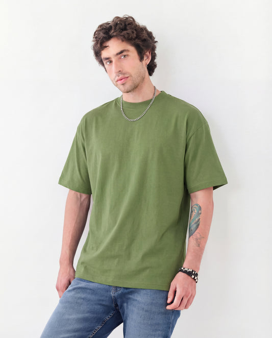 Plane Olive Green Oversized T-Shirt – Premium Cotton Heavyweight Essential