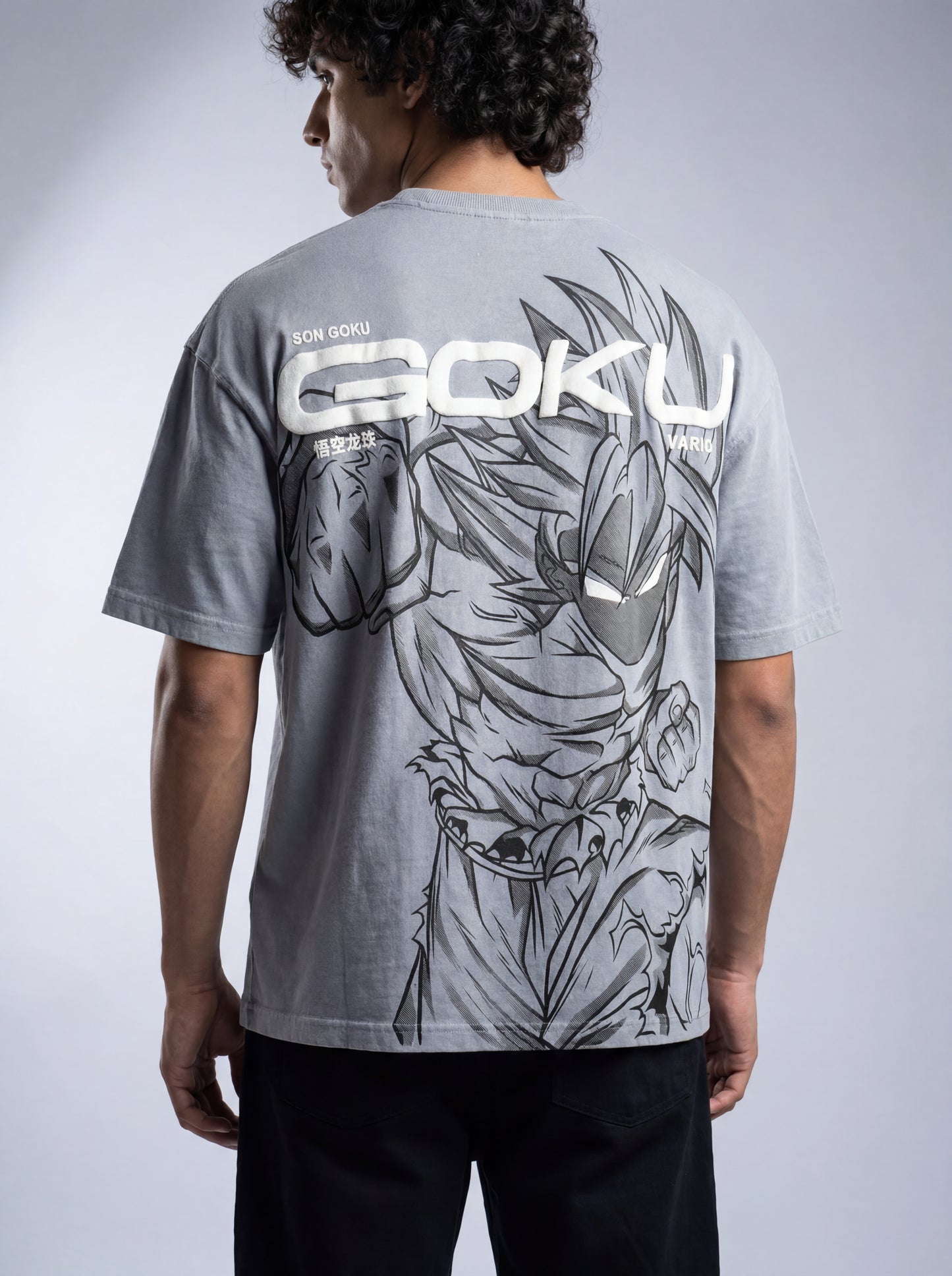 A Goku Acid Wash Puff Oversized Tee
