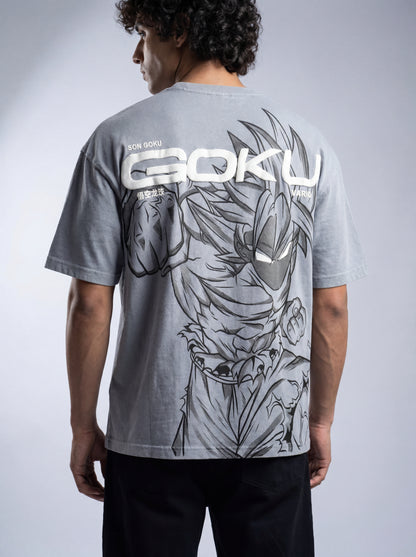 A Goku Acid Wash Puff Oversized Tee