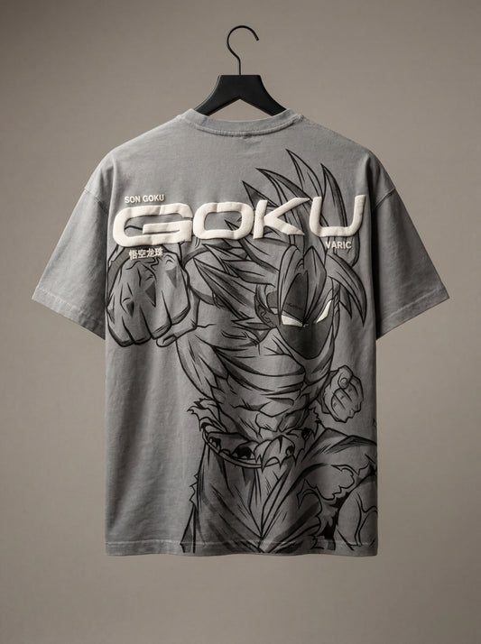 A Goku Acid Wash Puff Oversized Tee