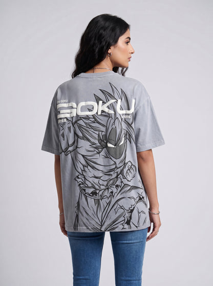 A Goku Acid Wash Puff Oversized Tee