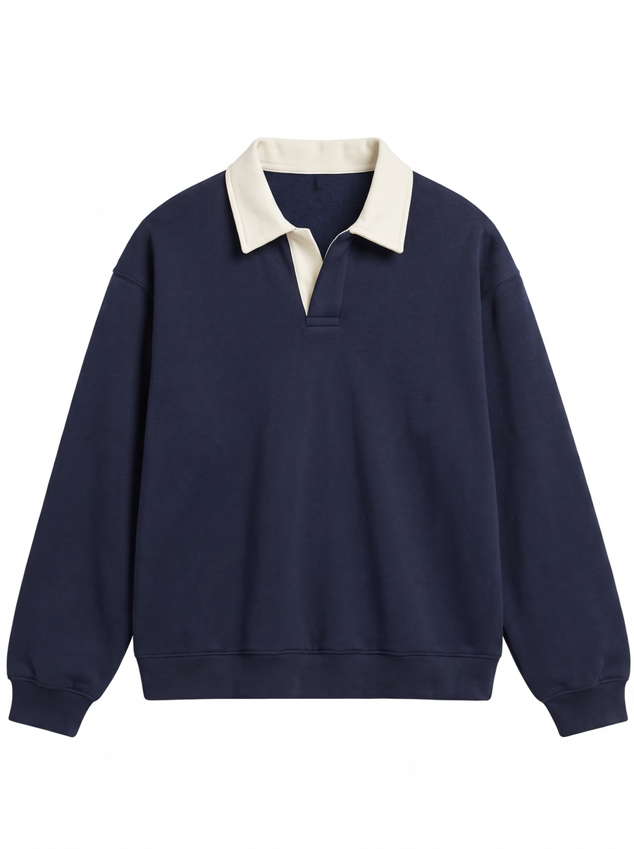 Navy Blue Polo Sweatshirt