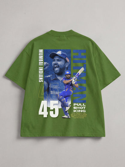 Rohit Sharma “Hitman 45” Mumbai Indians Oversized Back Print T-Shirt