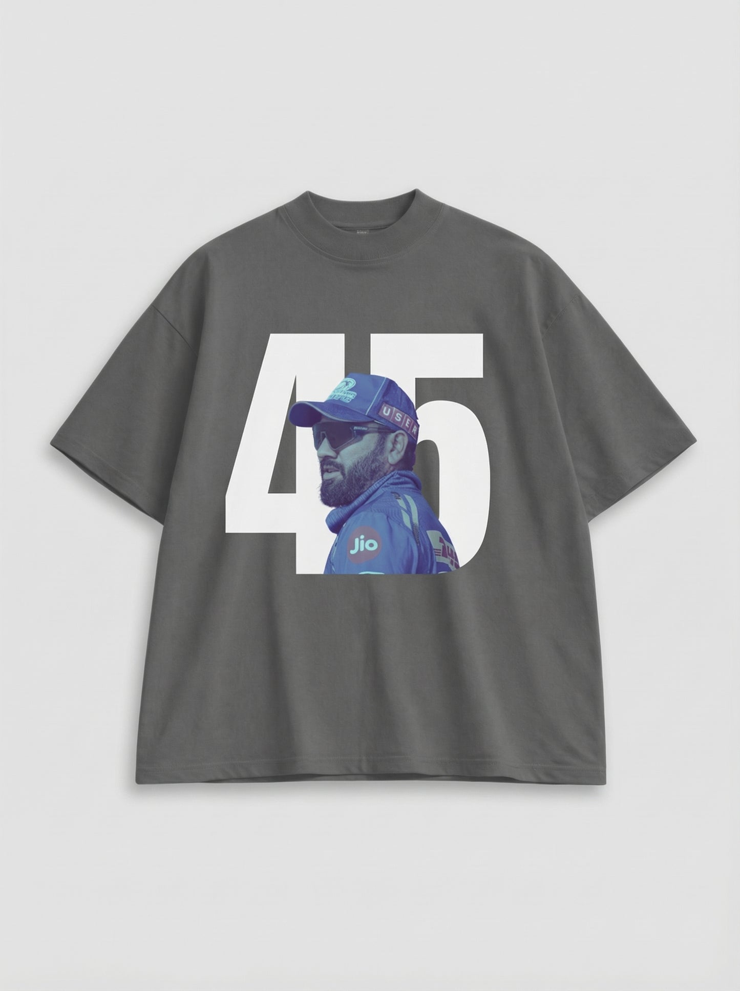 Rohit 45 Graphic Oversized Black T-Shirt