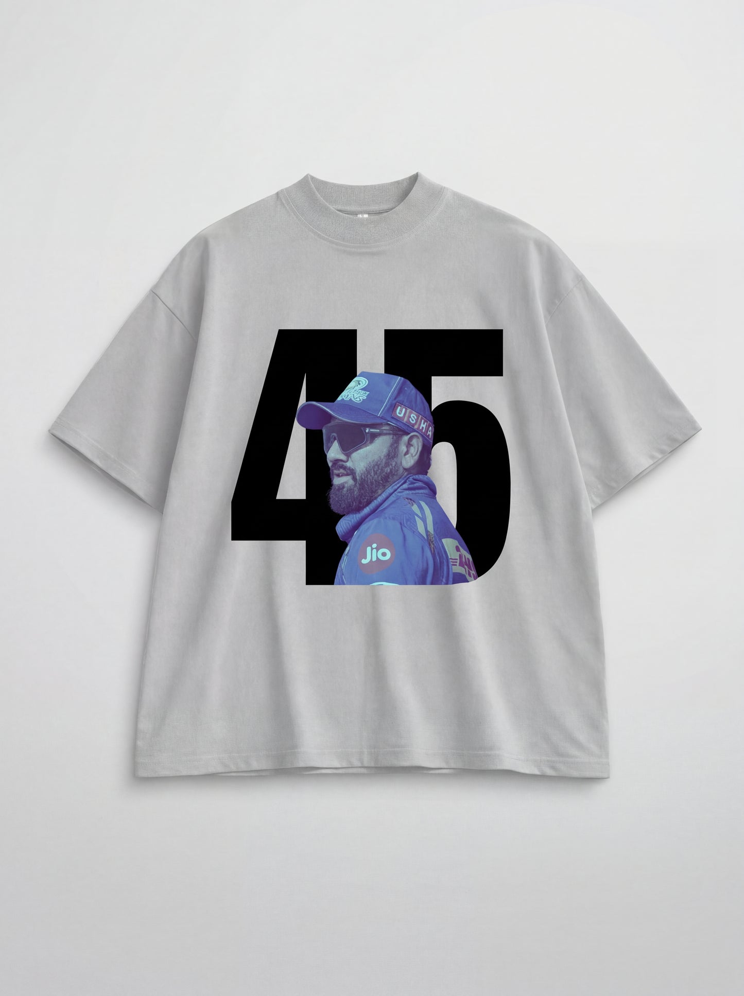 Rohit 45 Graphic Oversized Black T-Shirt