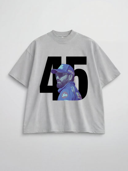 Rohit 45 Graphic Oversized Black T-Shirt